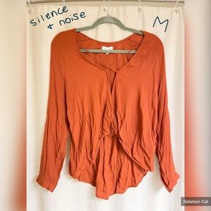 Criss cross detail long sleeve hi low shirt